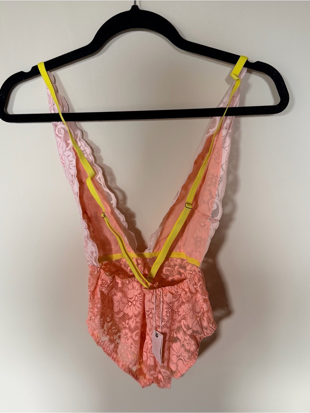 Free people we are HAH lace bodysuit pink and yellow XS - Picture 2 of 5